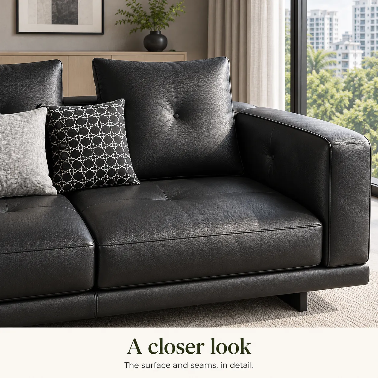 Dylan Platform Sofa - Black — Upholstery close-up