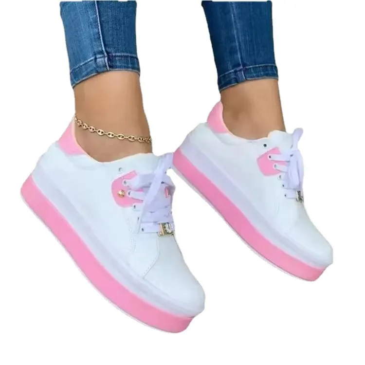 Breakj Breakj Spring And Summer New Women's Shoes Thick-Soled Shoes Lace Small White Shoes Low Casual Shoe Leather Large Size