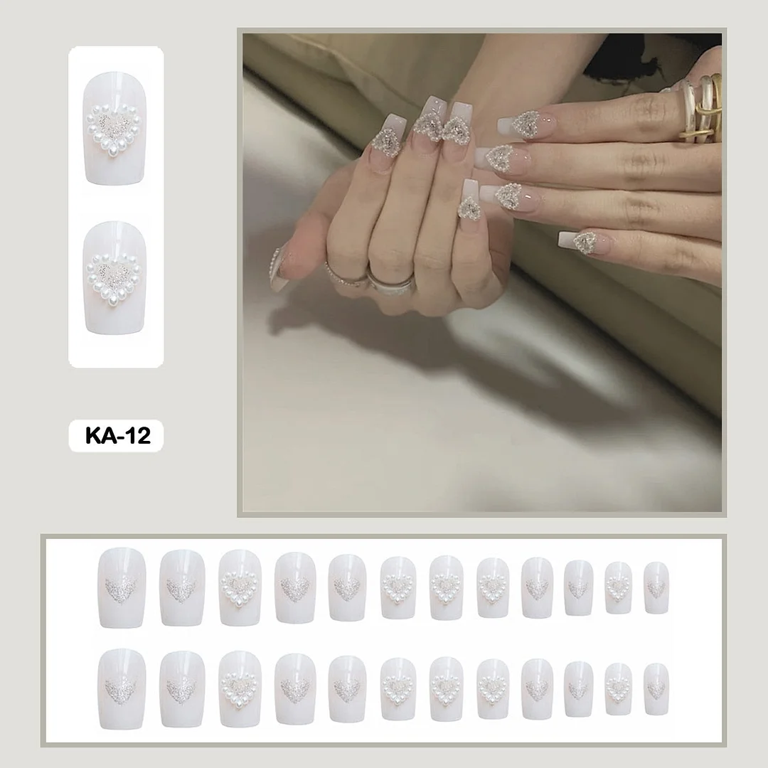 Butterfly Lovely Girl Nail Art Wearable Press On Fake Nails Tips With Glue And Sticker 24pcs/box With Wearing Tools As Gift-Nail Inspo