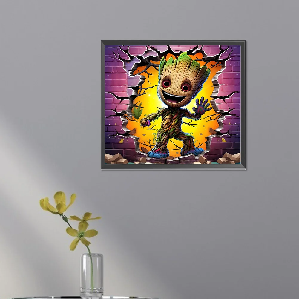 Diamond Painting - Full Round Drill - Groot Breaking Wall(Canvas|40*35cm)