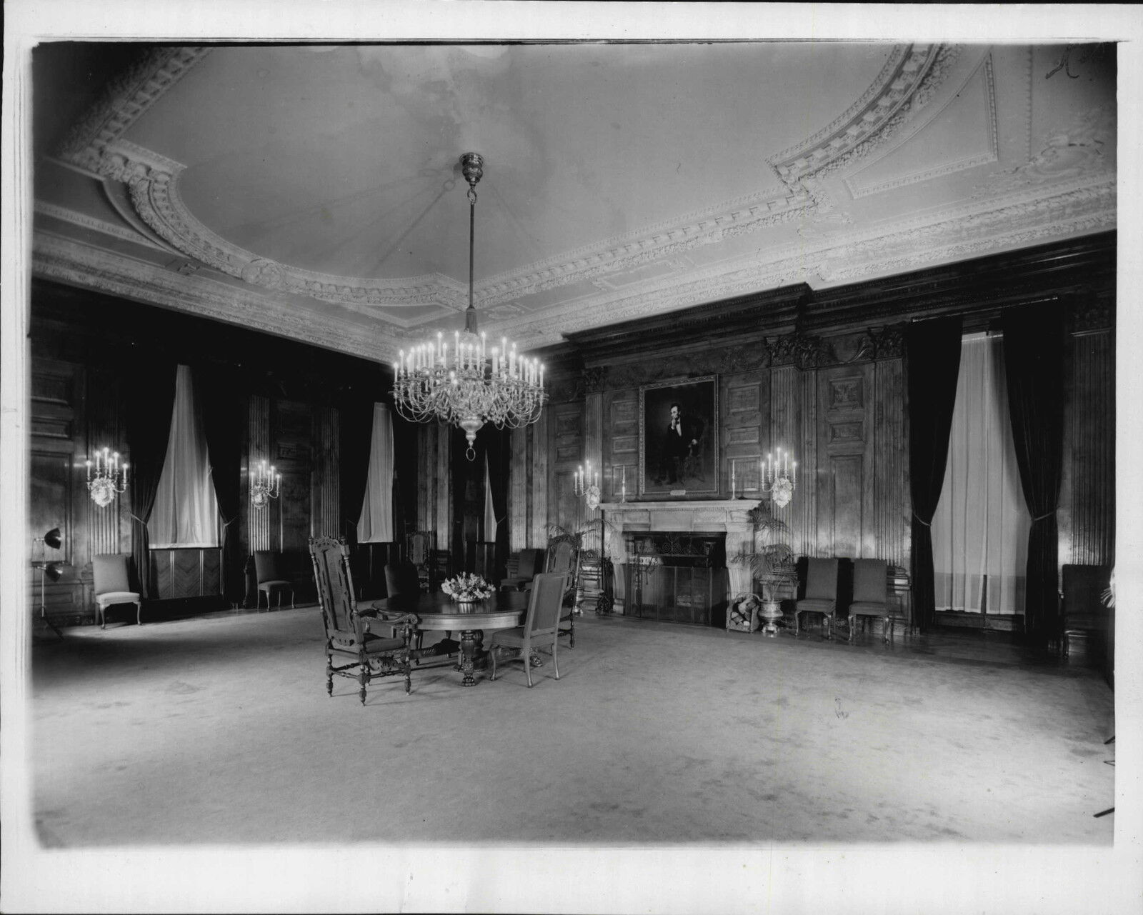 1940 President Roosevelt State Dining Room White House Washington Press Photo Poster painting
