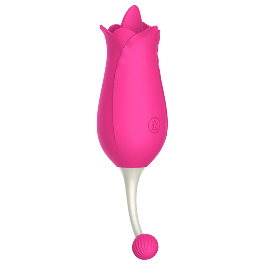 red Female Rose Flower Sexual Toy Sucking Vibrator with Tongue