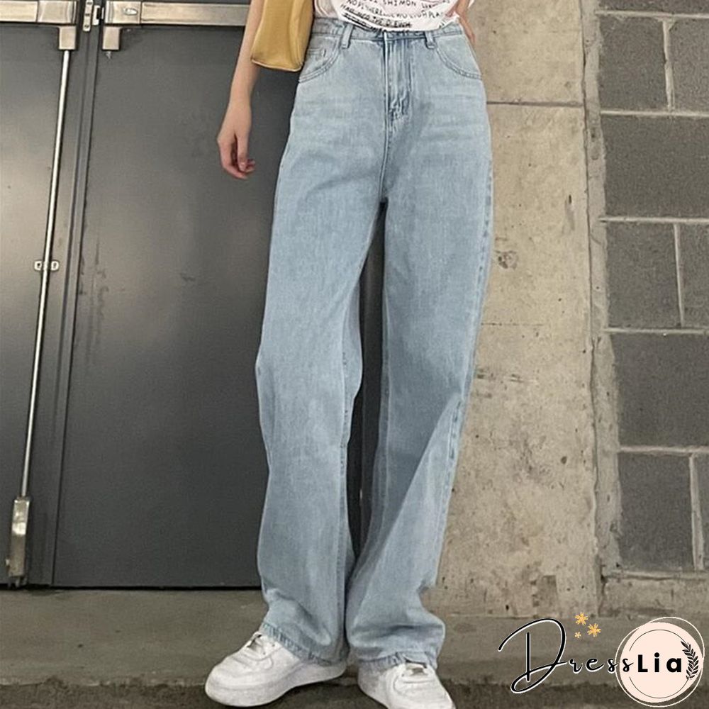 Woman Jeans High Waist Clothes Wide Leg Denim Clothing Blue Streetwear Vintage Quality Fashion Harajuku Straight Pants
