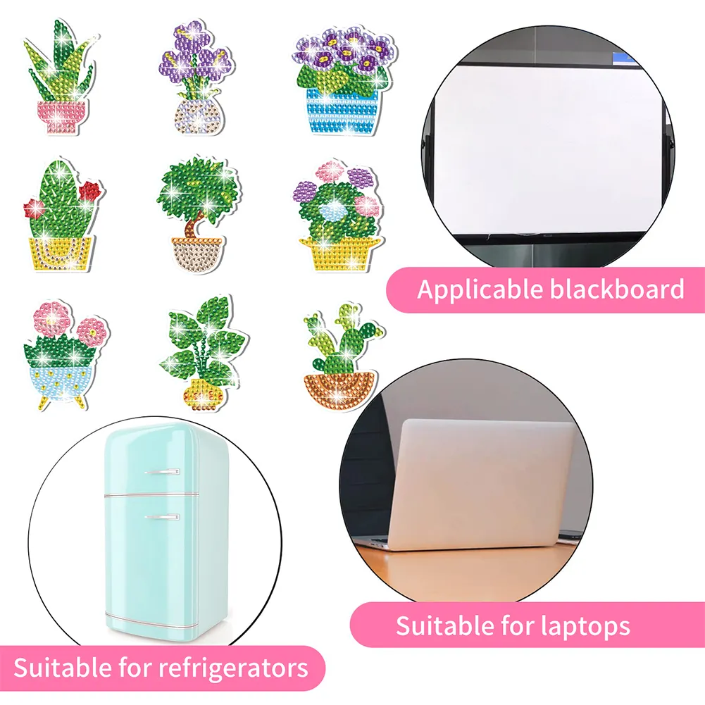30Pcs DIY Plant Diamond Painting Fridge Magnet Fridge Stickers for Home Decor