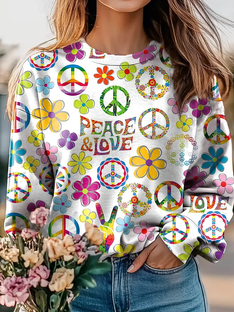 Floral Hippie Art Print Sweatshirt