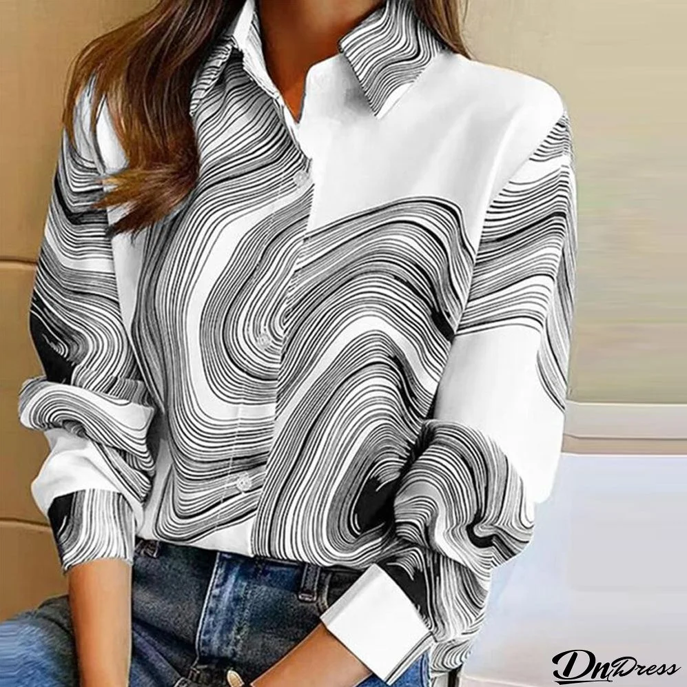 Elegant Long Sleeve Print Shirt