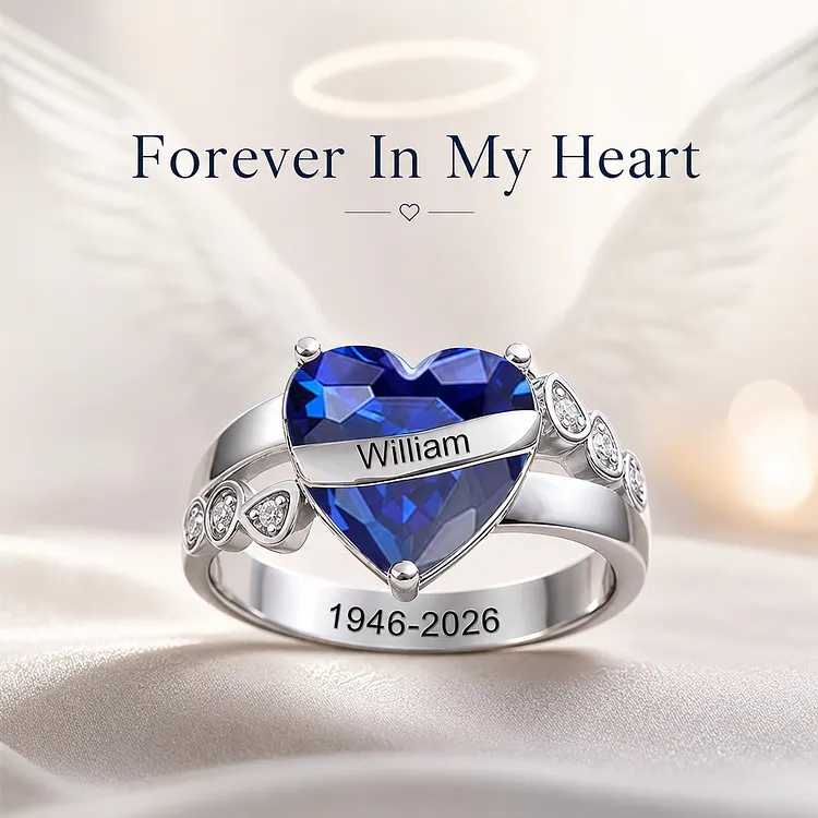 Personalized Memorial Birthstone Ring, Hug From Heaven Gift