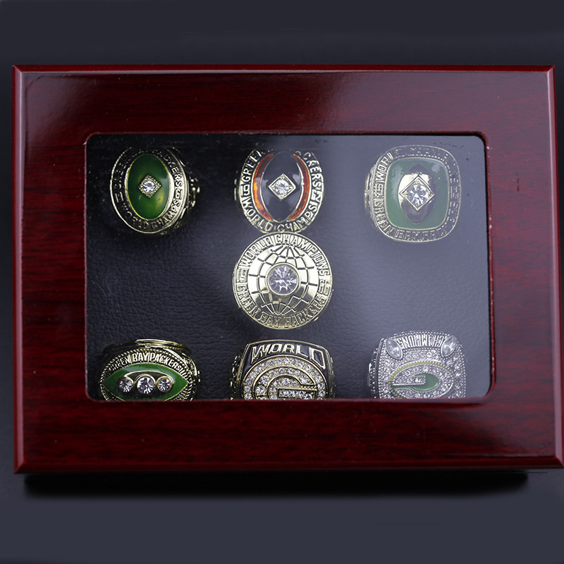 Green Bay Packers NFL Super Bowl Championship Ring 7-piece suit+Wood Box