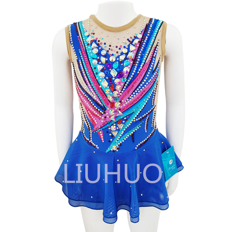 Figure Skating Costume Stage Competitive Performance Colourful Spandex Jeweled High Elasticity Sequin Dancewear