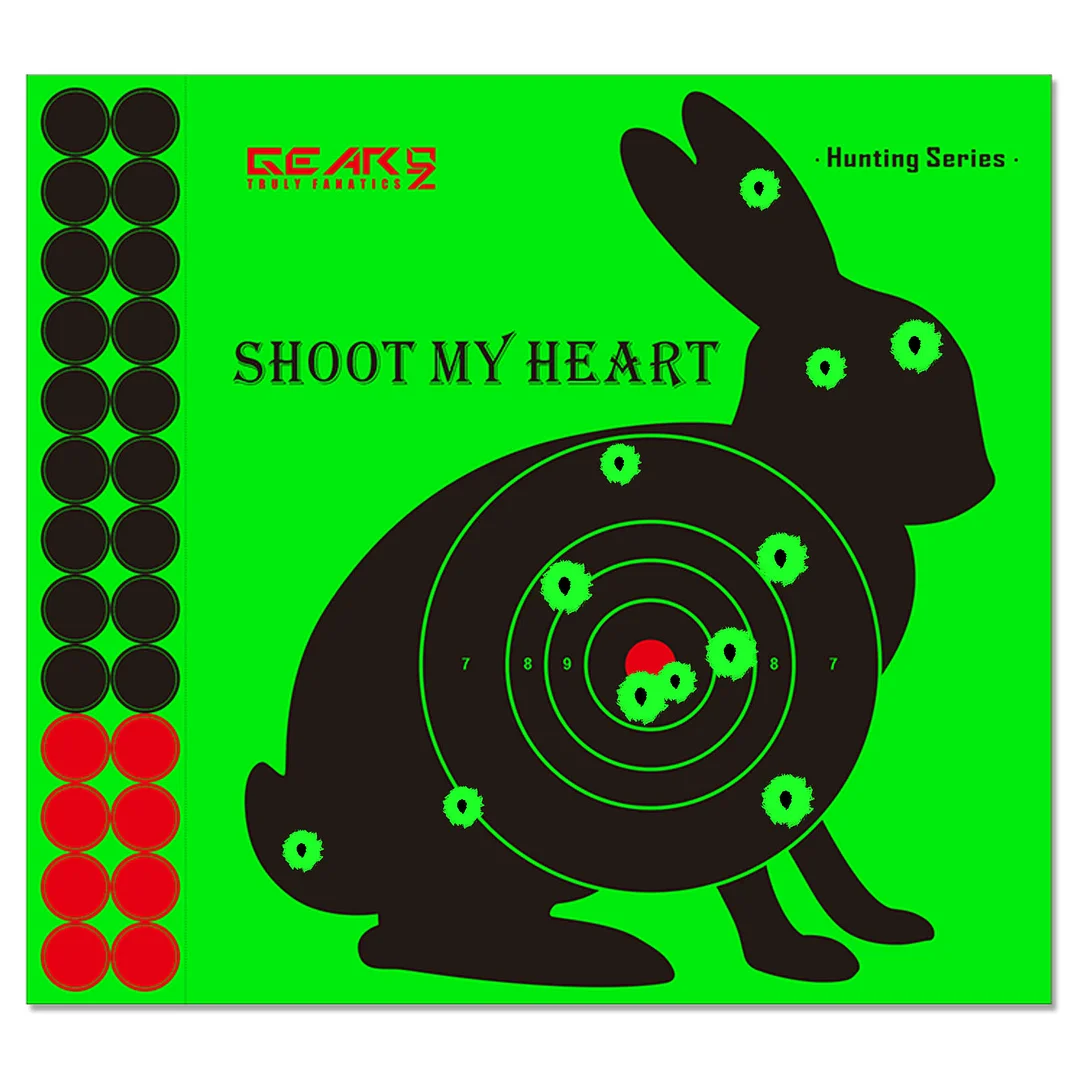 GearOZ Splatter Shooting Target Stickers, 25PCS 11x10 inch Reactive Paper Targets with Green Splatter Impacts Self-Adhesive & High Visibility for BB Pellet Gun Airsoft Rifle Shooting Practice
