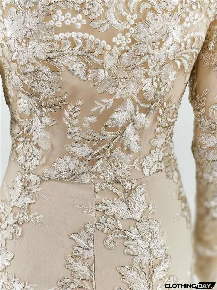 Gorgeous Off Shoulder Long Sleeve Floral Applique Thigh-Length Bodycon Party Dress