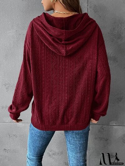 MidiSono - Textured Dropped Shoulder Hoodie