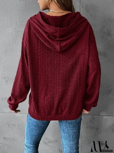 MidiSono - Textured Dropped Shoulder Hoodie
