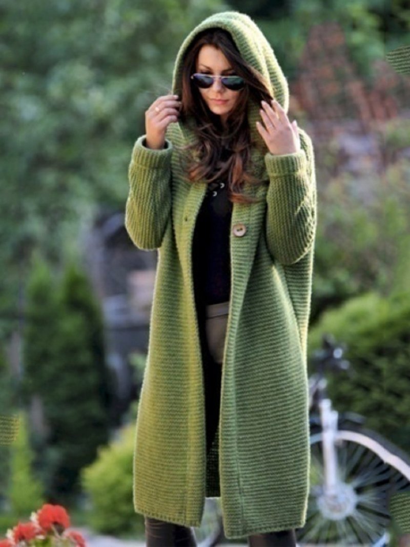  thdmladies Casual and Comfortable Women's Solid Color Mid-length Cardigan thedmladies