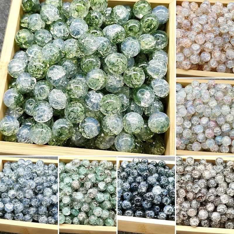 New 8/10mm Water Dyed Protein Jade Broken New Chinese Style Gold Sprinkling Glass Bead DIY Bracelet Ornament Straight Hole Beads Loose Beads