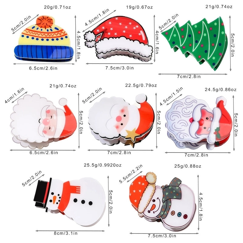 Christmas Cute Women's Christmas Tree Santa Claus Snowman Plastic Hair Claws2