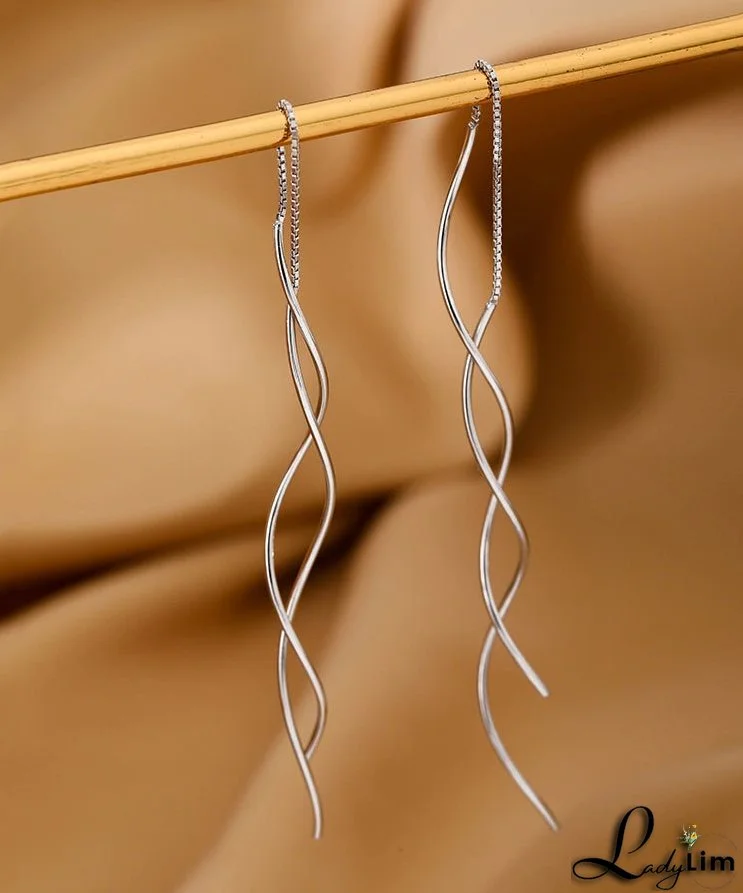 Chic Silk Sterling Silver Wave Drop Earrings