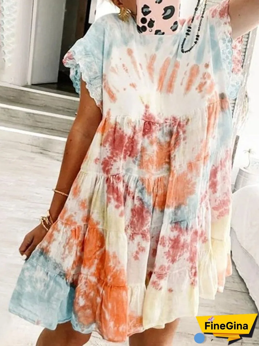 Cute Casual Summer Tie-dye Mini Dress P11151