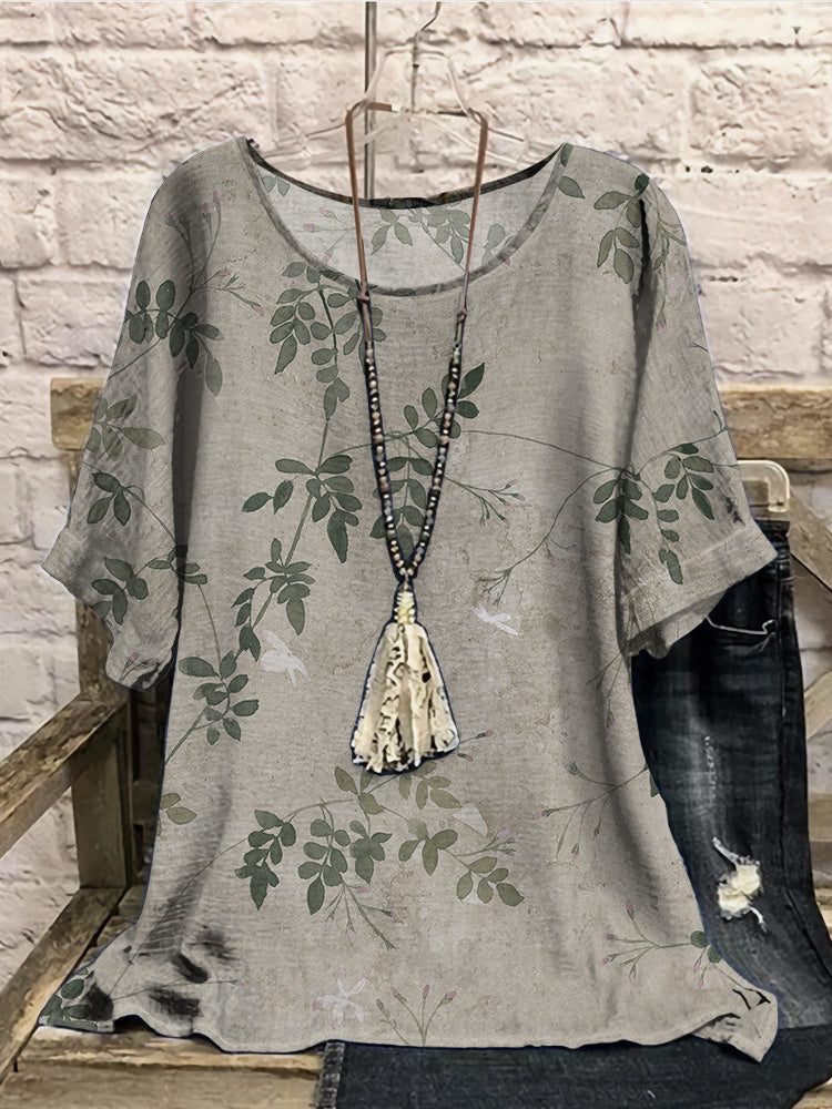 Women Long Sleeve V-neck Graphic Floral Printed Top