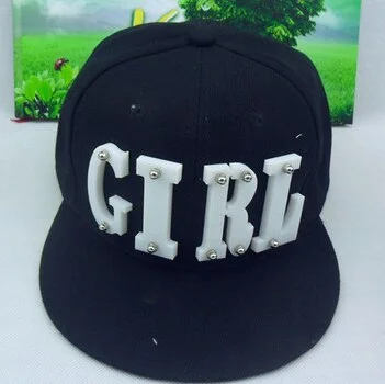 Summer Trend Womens Acrylic GIRL Letters Rivet Cap Flat Brim Hat Hip hop Hats Baseball Caps For Men Women Female