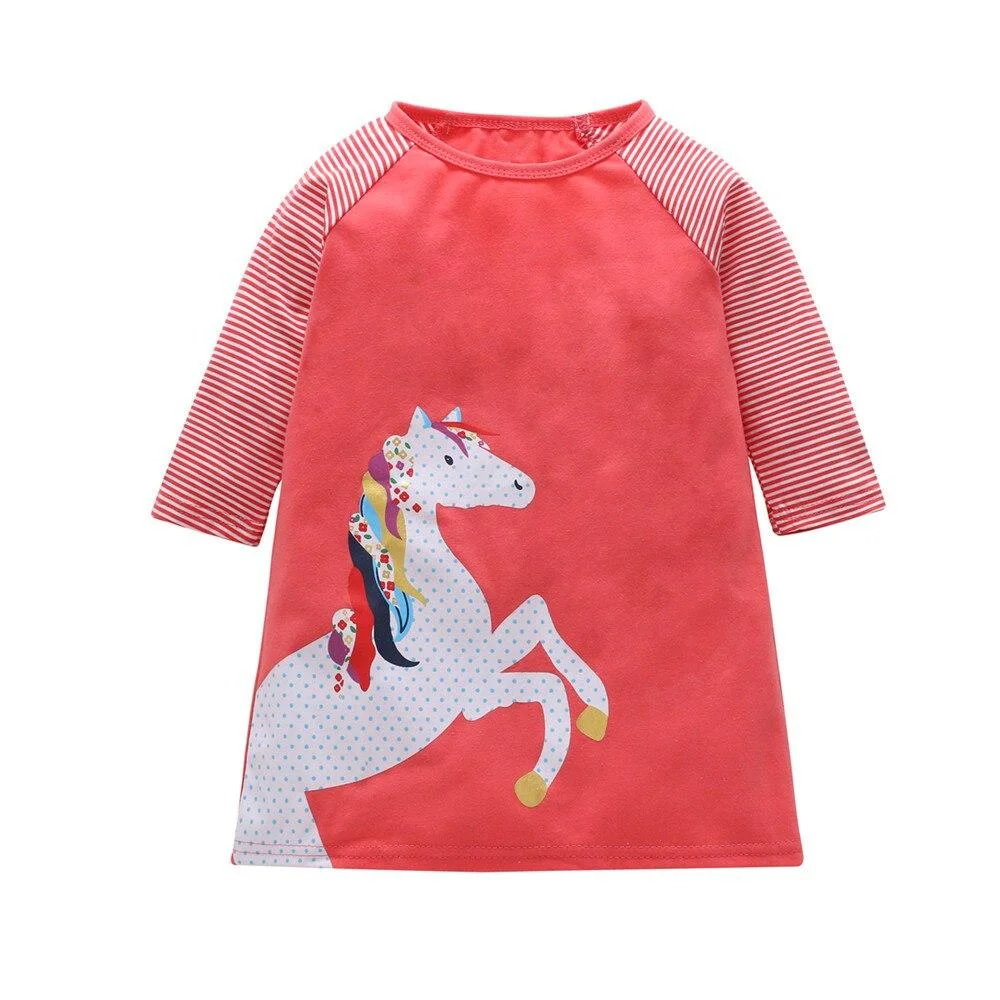 1-7 Years Kids Girl Dress Toddler Baby Long Sleeve Dresses Summer Children Clothing Girls Cotton Princess Dress Kid Tops Outfits