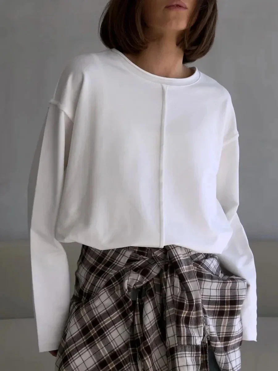 Athvotar Athvotar Spring And Summer New Grinding Pure Cotton Long-Sleeved T-Shirt Women Loose Soft Knitted Brisne Cloth Top Women Ins