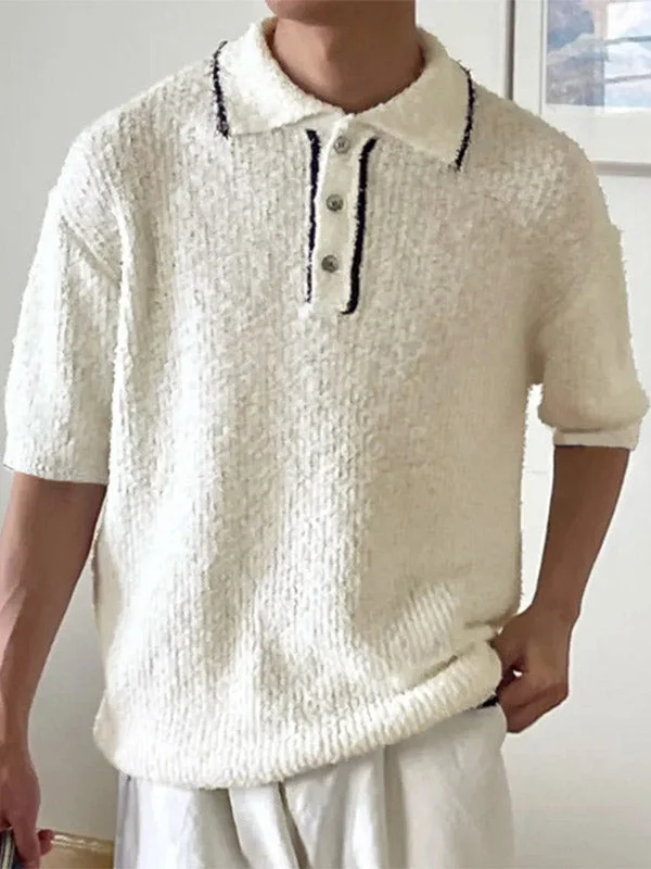 Aonga - Mens Knitted Plush Tipped Polo Shirt