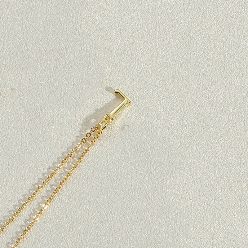 Copper 14K Gold Plated Minimalist Letter Copper Pendant Necklace