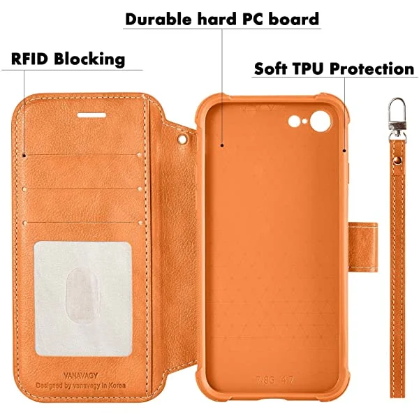 VANAVAGY iPhone SE 2022/iPhone SE 2020 Wallet /iPhone 8/iPhone 7 Wallet Case 4.7 inch