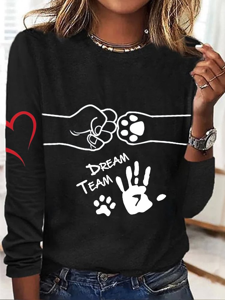 Comstylish Dog Lover Casual Long Sleeve T-Shirt