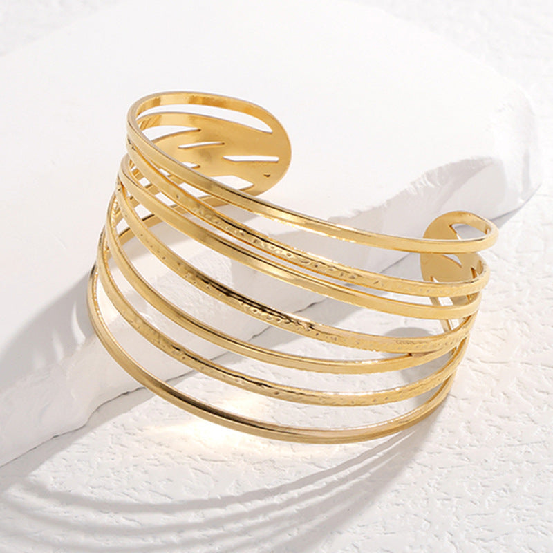 Stripe Stainless Steel Electroplating Bangles