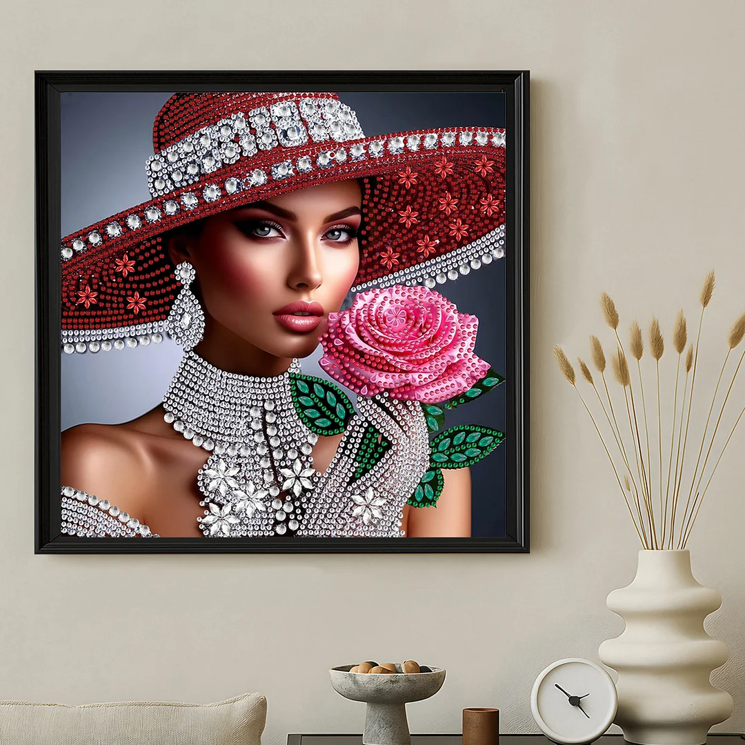 Diamond Painting - Partial Special Shaped Drill - Lady(Canvas|30x30cm)