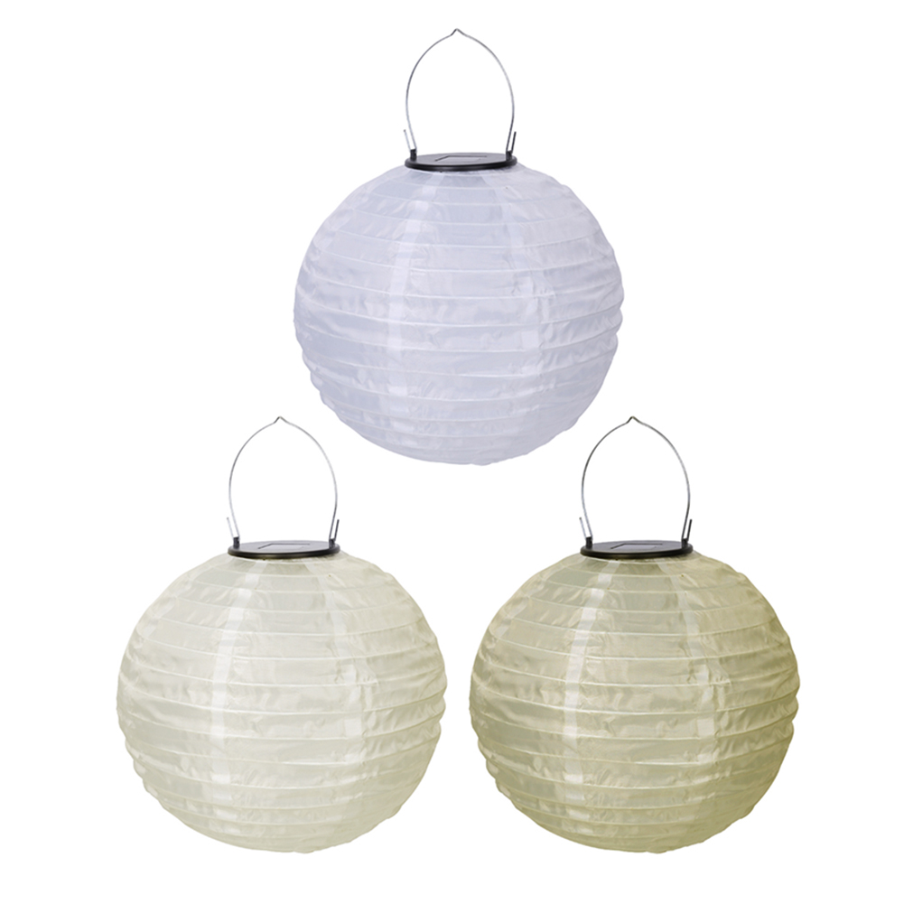 

10in Waterproof LED Solar Light Cloth Chinese Lantern Hanging Lamp Decor, White, 501 Original