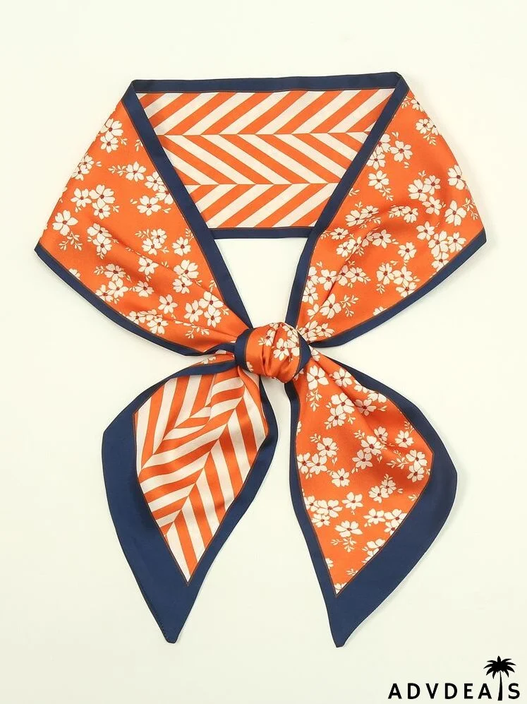 Flower Print Skinny Scarf