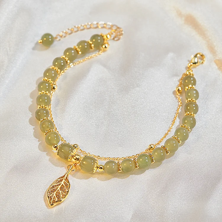 For Daughter - Grow Through What You Go Through Green Crystal Leaf Bracelet