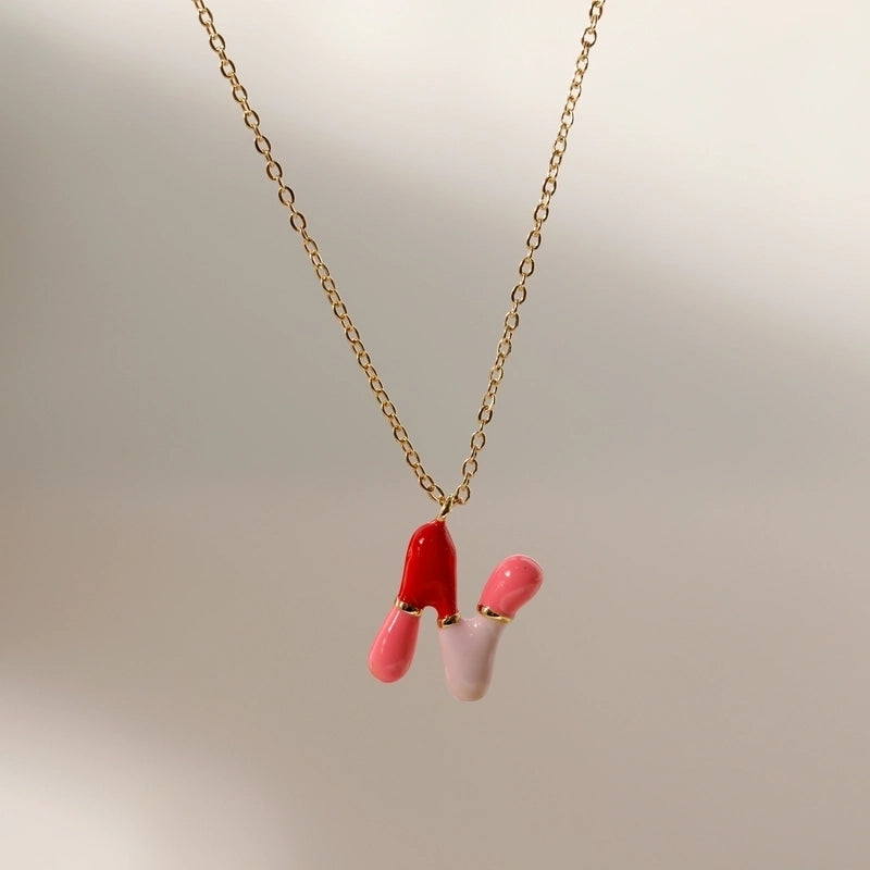 Copper 14K Gold Plated Chain Letter Pendant Necklace