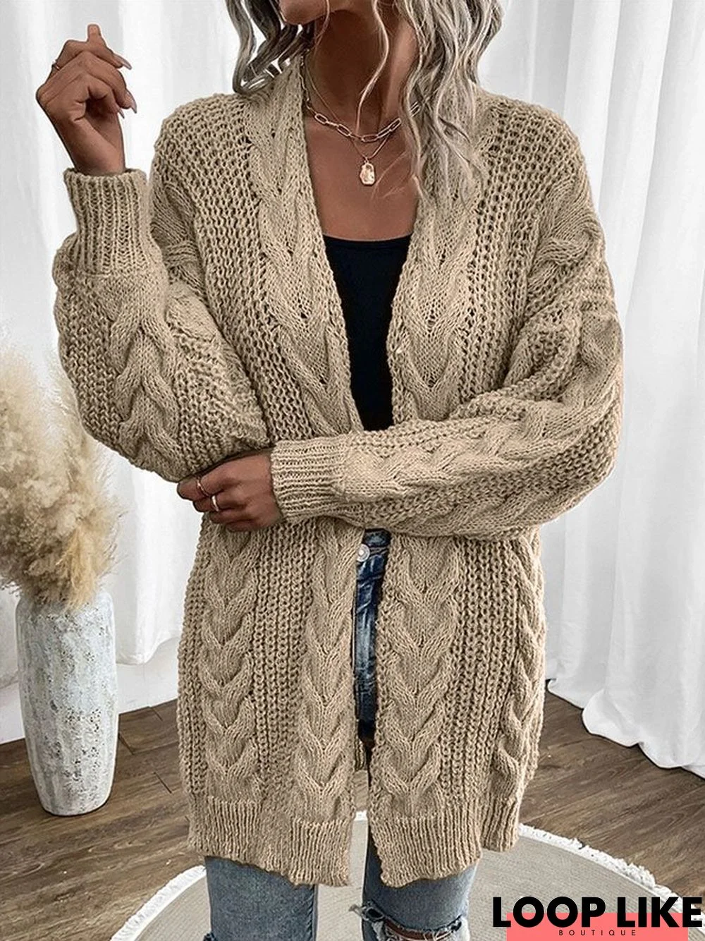 Yarn/Wool Yarn Casual Sweater Coat