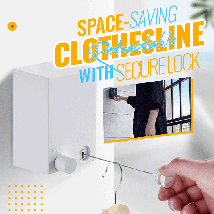 Space-saving Retractable Clothesline with Secure Lock