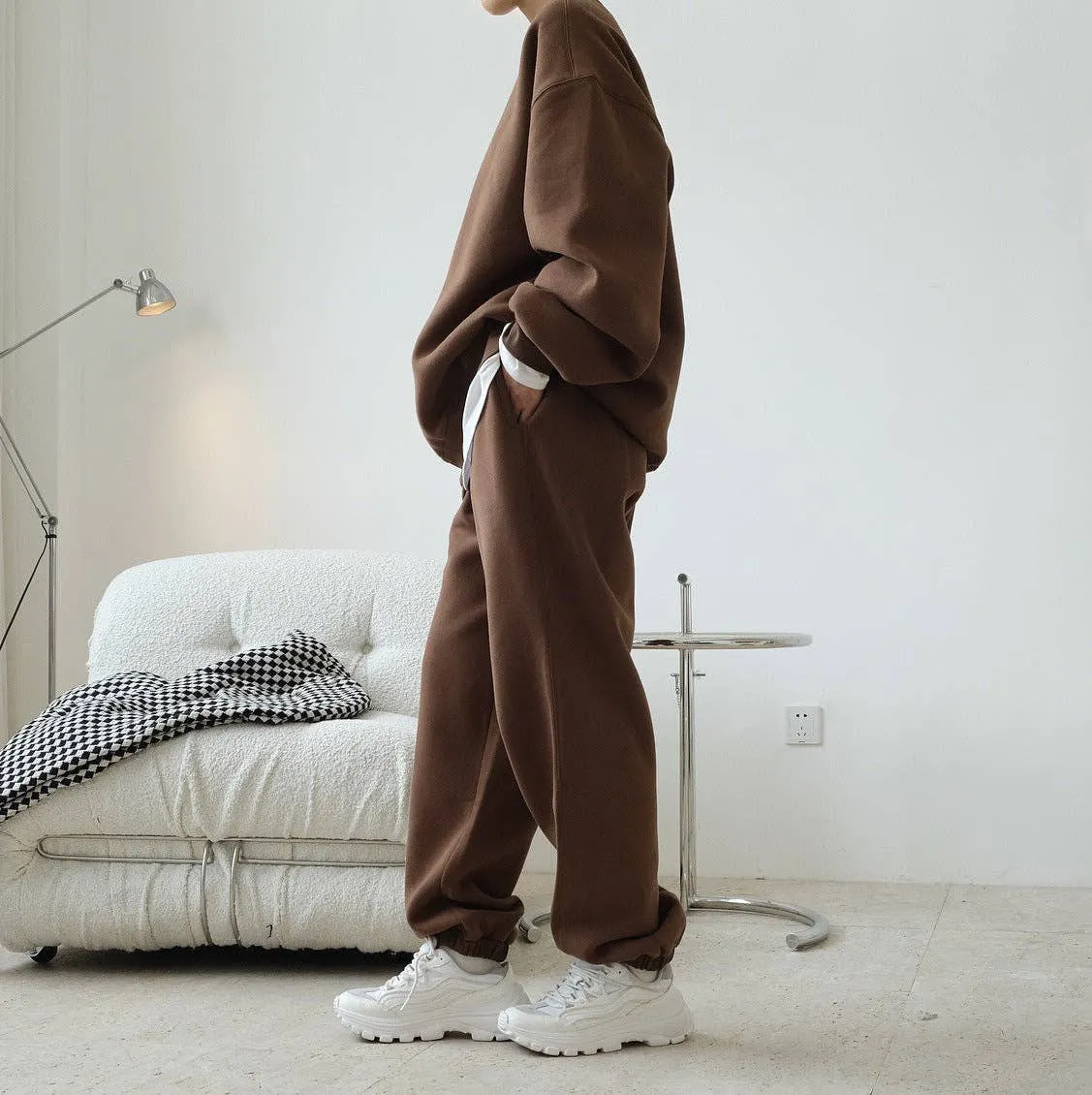 Simple Velvety Loose Solid Colour Hoodie