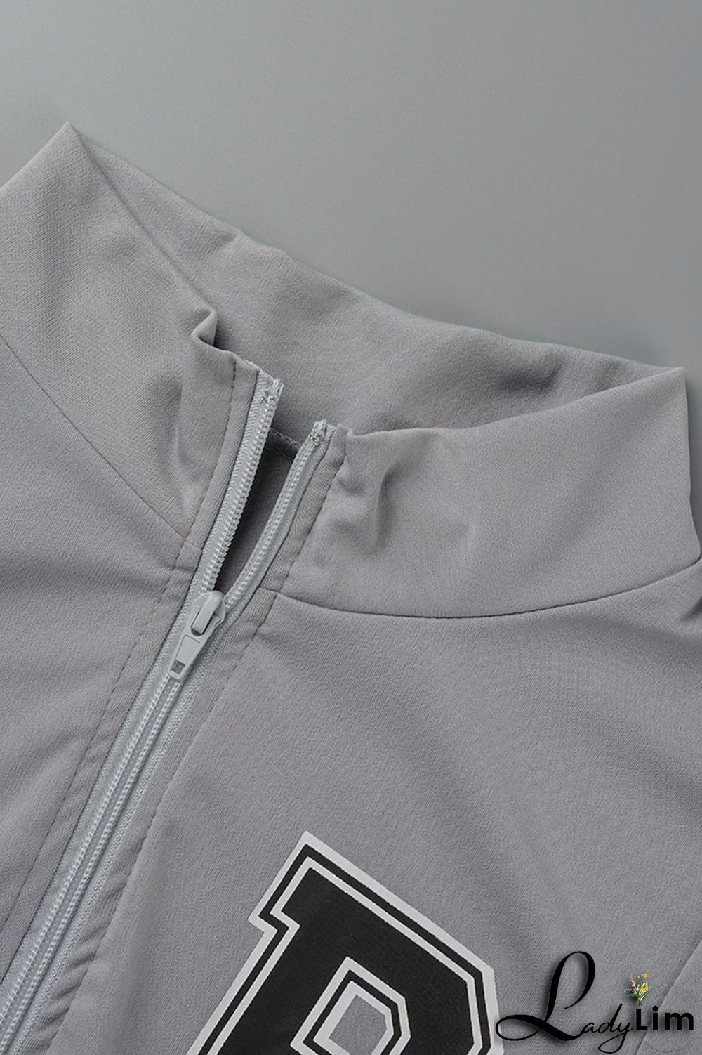 Peacock Blue Fashion Casual Letter Print Basic Zipper Collar Short Sleeve Two Pieces