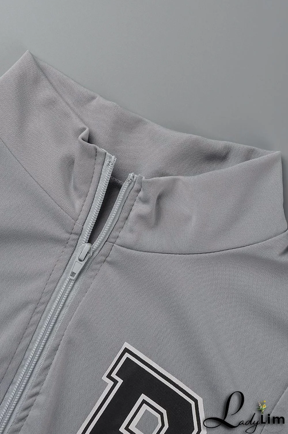 Peacock Blue Fashion Casual Letter Print Basic Zipper Collar Short Sleeve Two Pieces