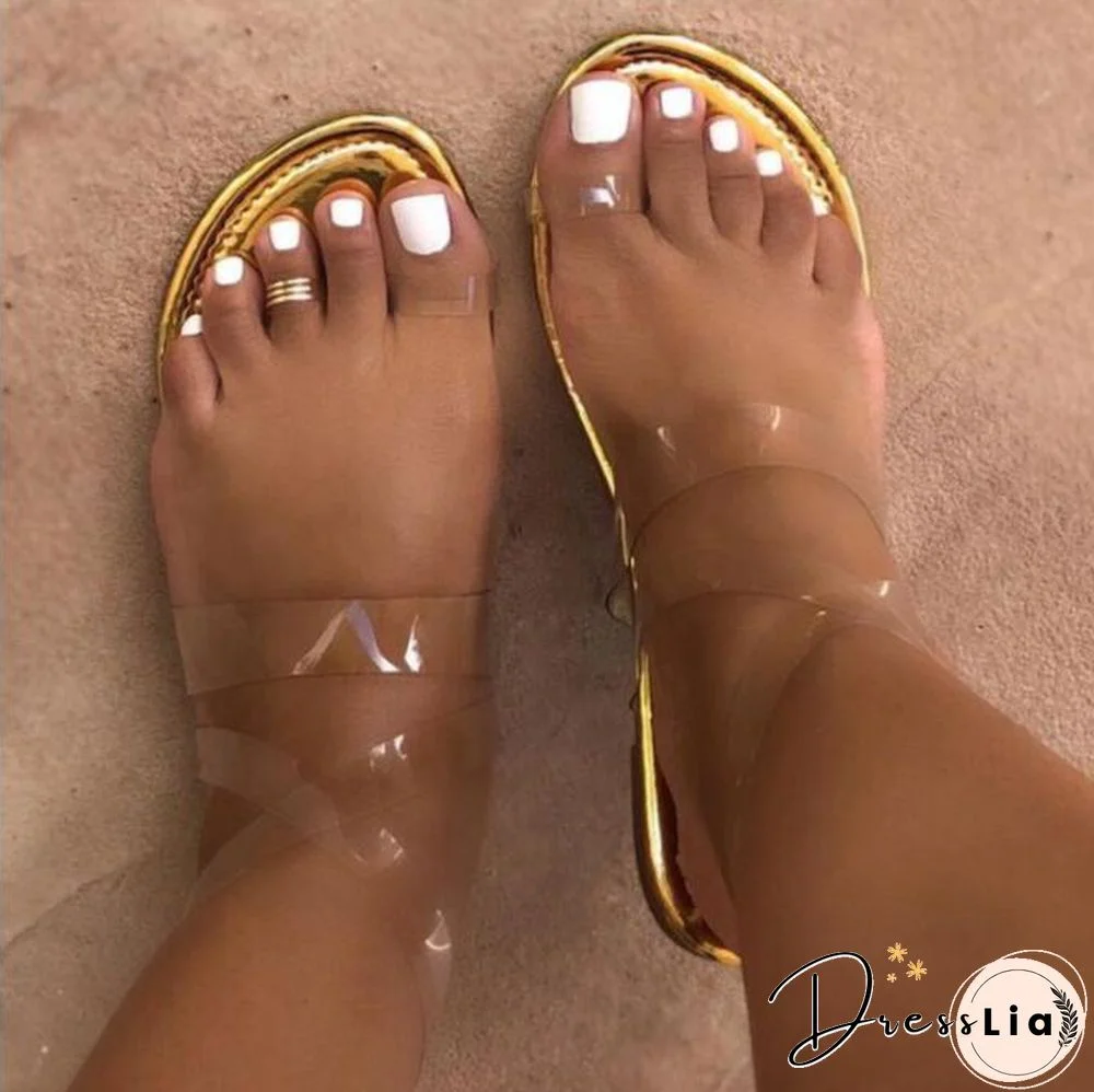 Popular Women Shoes Sexy Transparent Cover Flat Female Beach Sandals Waterproof Light Weight Comfort Zandalias De Verano Mujer