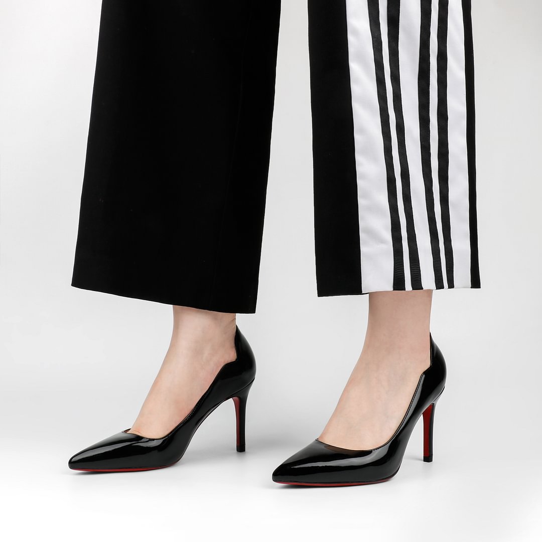 90mm Women's Pointed Toe Kitten Heels Hot Chick Red Bottom Stiletto Pumps for Wedding-MERUMOTE