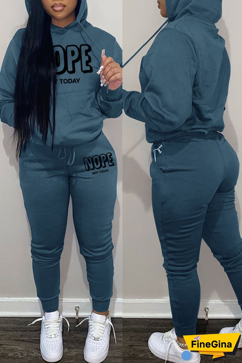 Khaki Casual Print Patchwork Hooded Collar Long Sleeve Two Pieces