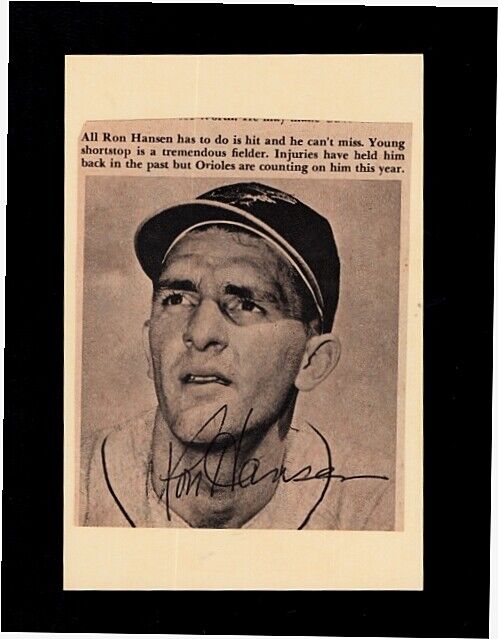 1960 RON HANSEN-BALTIMORE ORIOLES AUTOGRAPHED PC SIZED MAGAZINE Photo Poster painting