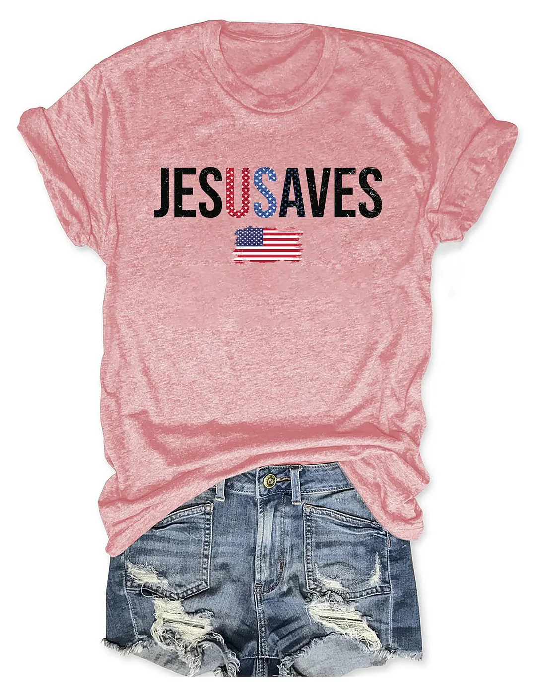 Jesus Saves USA Flag T-shirt