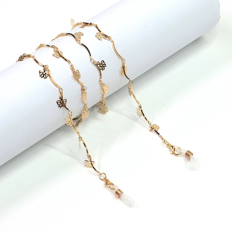 Hot Fashion Simple Gold Butterfly Glasses Chain Women