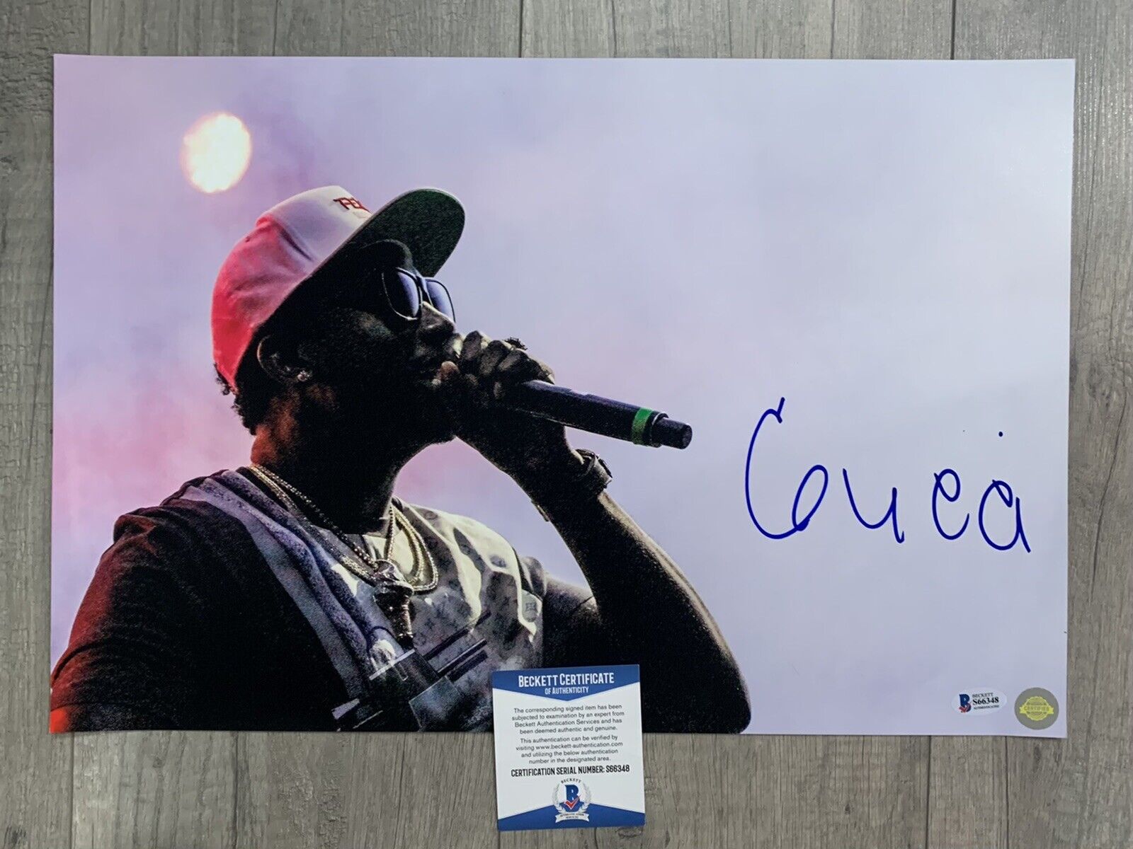 gucci mane signed autographed 12 x 18 Photo Poster painting rap beckett bas coa