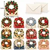 12Pcs DIY Pearl Diamond Painting Christmas Cards, 3D Greeting Card Craft Kits with Resin Pearls, Handmade Holiday Cards for Adults, Christmas Gifts & Decorations