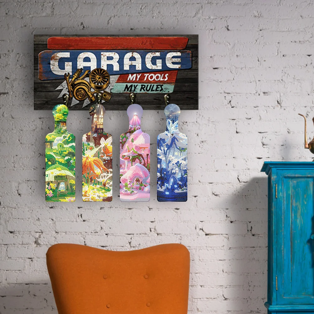 4Pcs Flowers Grasses 5D Diamond Painting Tray Art Craft for Home Kitchen Decor